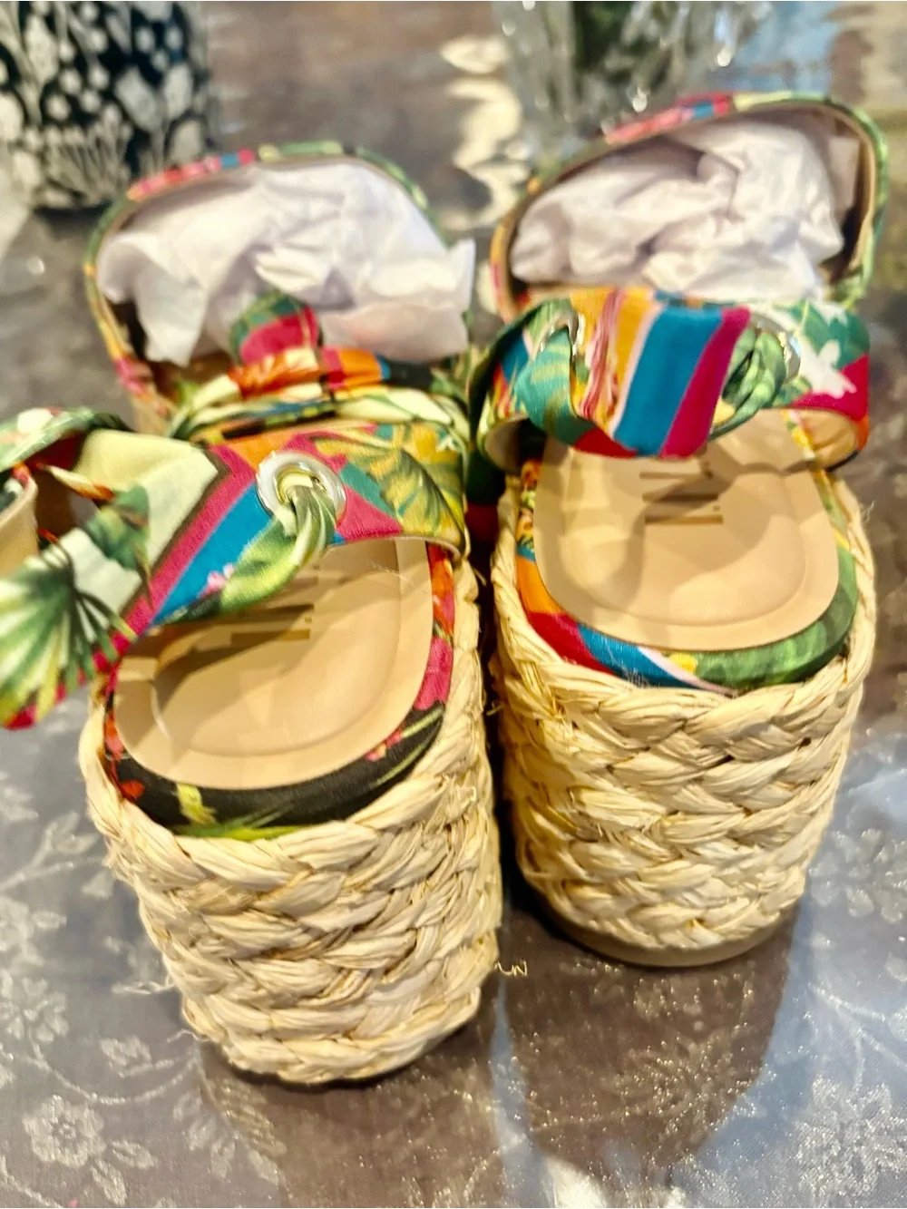 INC Multi Tropical Print Espadrille Wedge Sandals